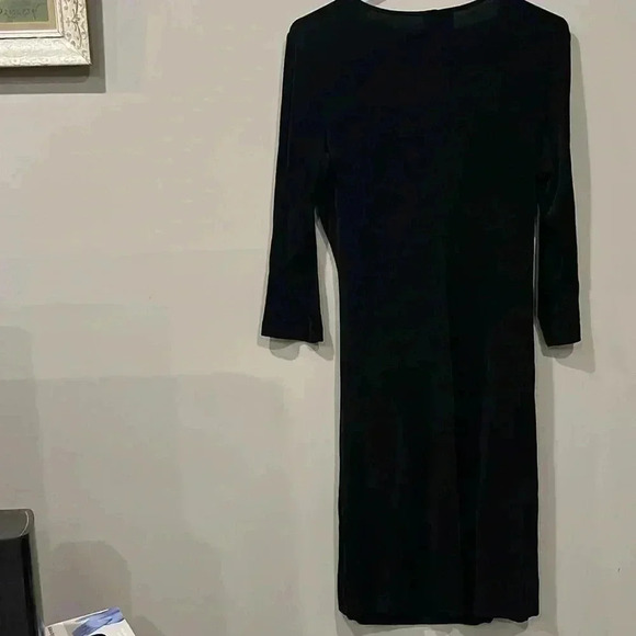 [sz2/L]Chico Travelars Faux  Wrap Black 3/4 Sleeve dress - Picture 5 of 5